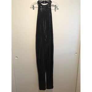 Open Back, All-Sequin Halter Jumpsuit